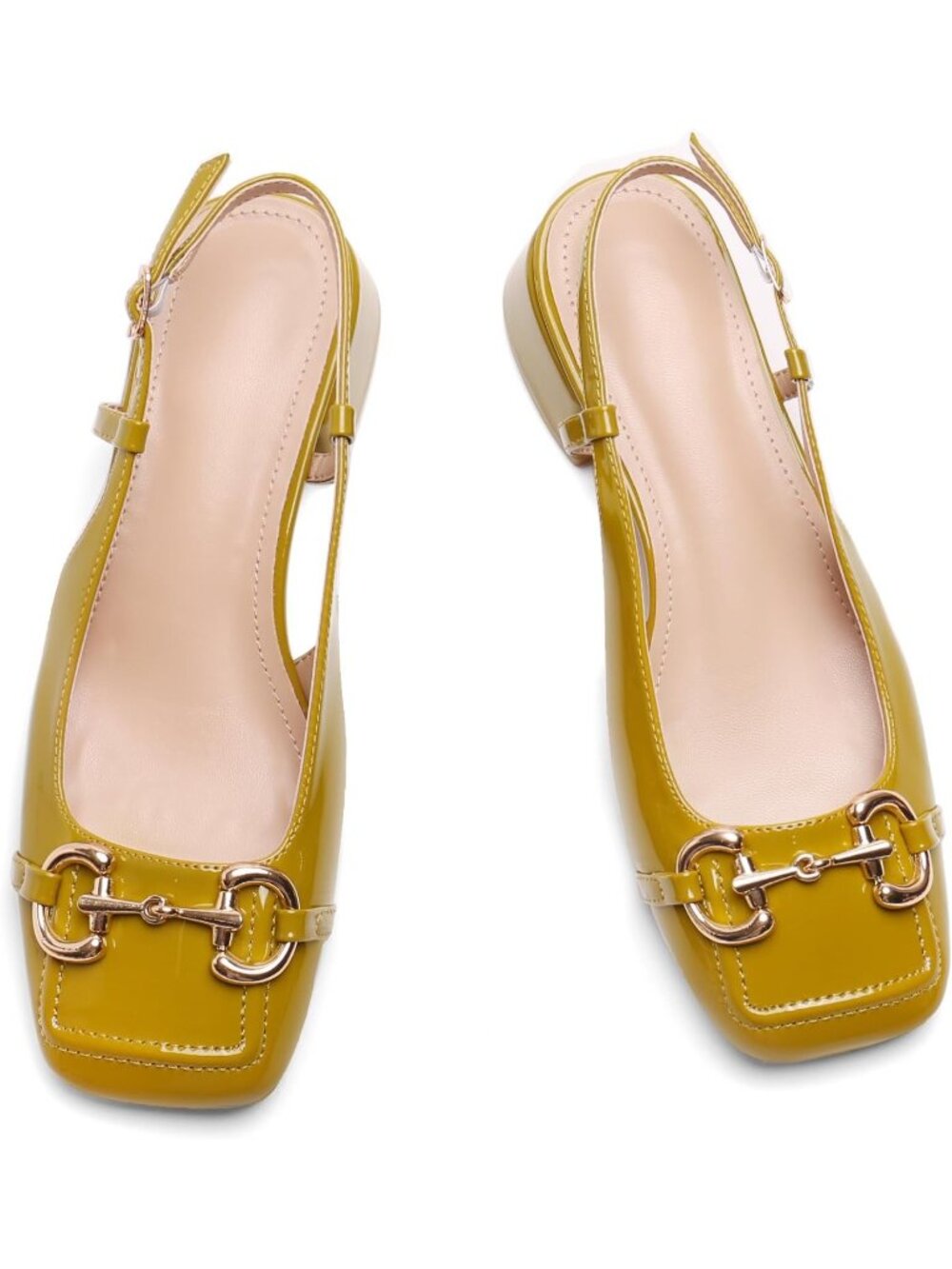 Women's Green Mary Jane Low Block Heel Closed Square Toe Office Dressy Shoes